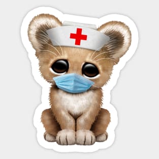 Cute Lion Cub Nurse Sticker